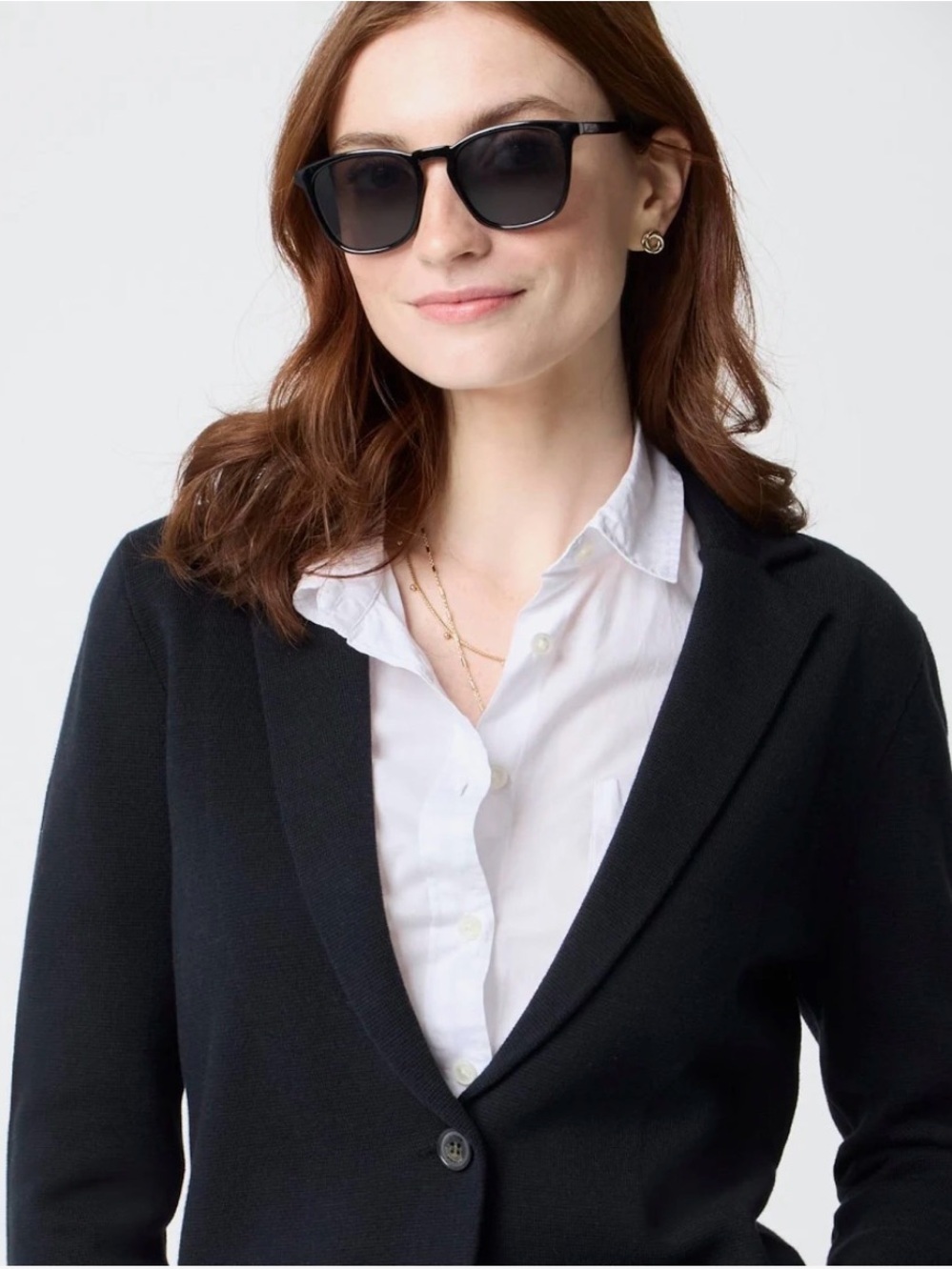 J.Crew Sweater Blazer Women L Black Excellent Cotton Knit Notched Lapel Pocket - Picture 4 of 6